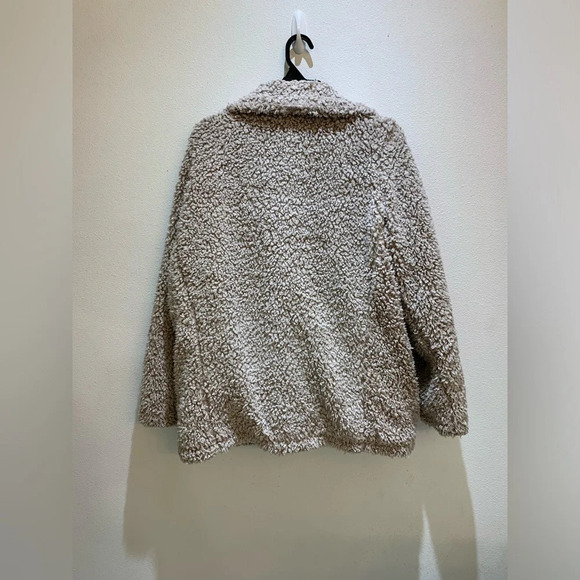Thread Supply Sherpa Teddy Jacket Brown 4 Buttons Pockets Size L - Picture 3 of 10